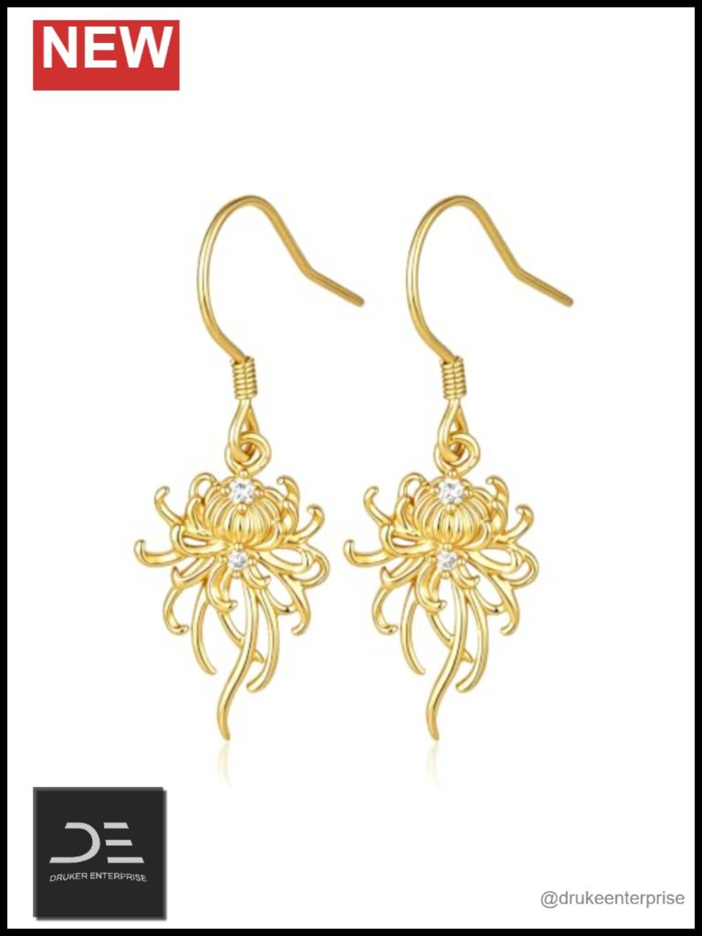 Lab Grown Diamond Sunflower Earrings 925 Sterling Silver